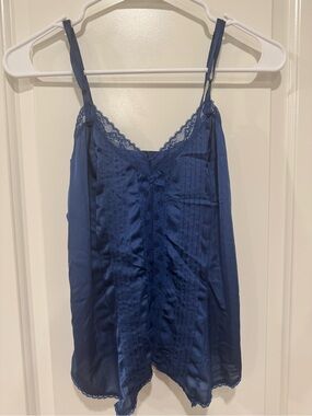 Vintage Navy Lace Trim chemise top- Women's Intimates